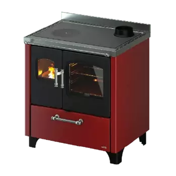 Cuisinière à bois SMART 80 - ACIER ROUGE - SANS VENT. - 7,5 kW